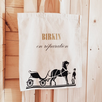 Tote bag en coton " Birkin en réparation "