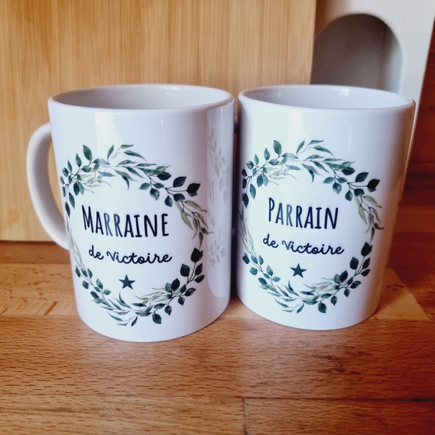 Mug céramique personnalisé pour Marraine et Parrain - Branche olivier