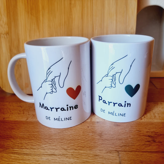 Mugs personnalisés Baptême | mug marraine | mug parrain | cadeau souvenir Baptême | cadeaux personnalisés Baptême