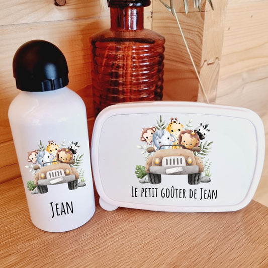 Kit Boîte à Goûter et Gourde Personnalisée – Jungle