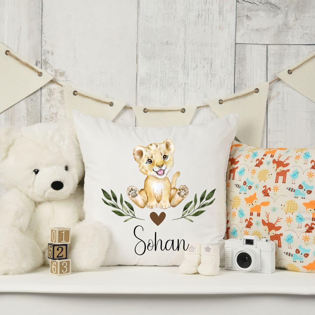coussin personnlisé cadeaux de naissance lionceau