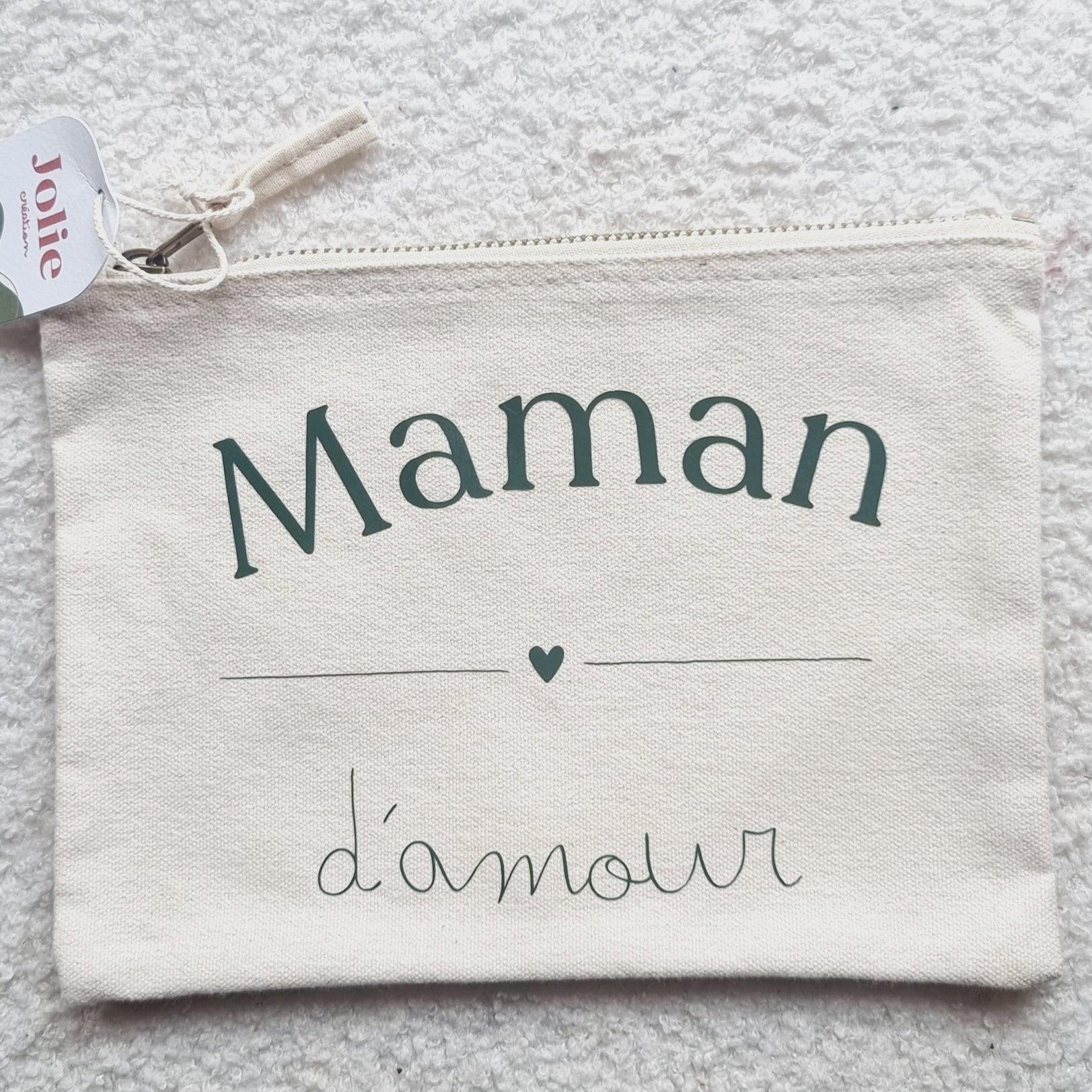 cadeaux personnalisés  pour maman , pochette avec inscription maman d'amour 
