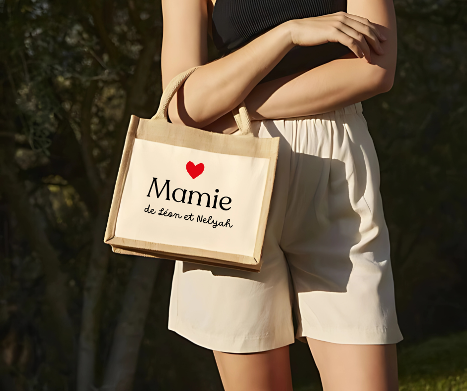 Mini sac en jute | Cœur rouge