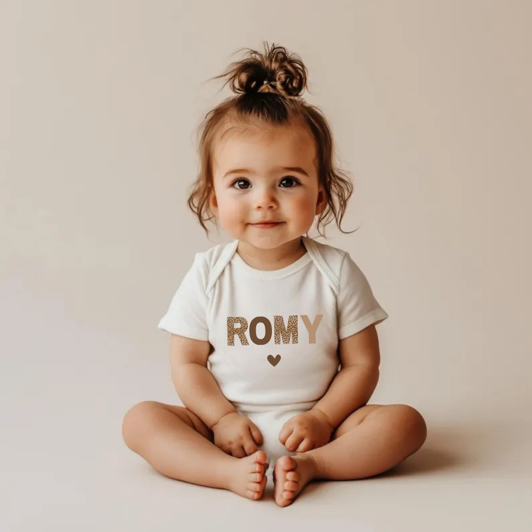 body personnalisé motif léopard avec prénom de bébé, cadeau idéal pour naissance, 