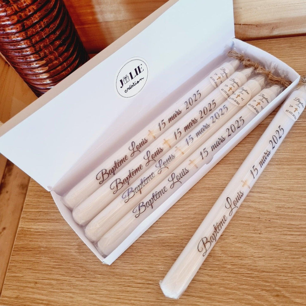 cadeaux baptemes personnalisées , bougies personnalisés baptême