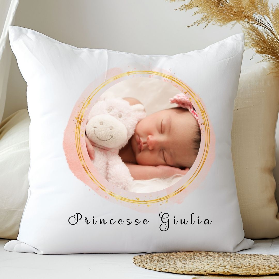 coussin personnalisé naissance princesse et prénom