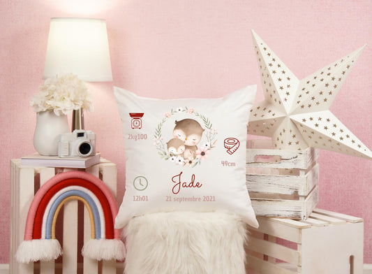 Coussin de Naissance Personnalisé -  Baby girl