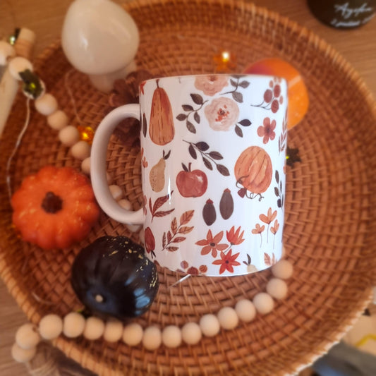 Mug céramique fruits et fleurs d'automne