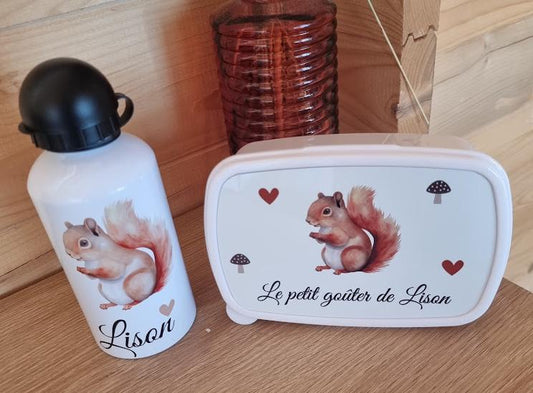 Kit rentrée scolaire - Boîte à goûter et gourde Joli Ecureuil