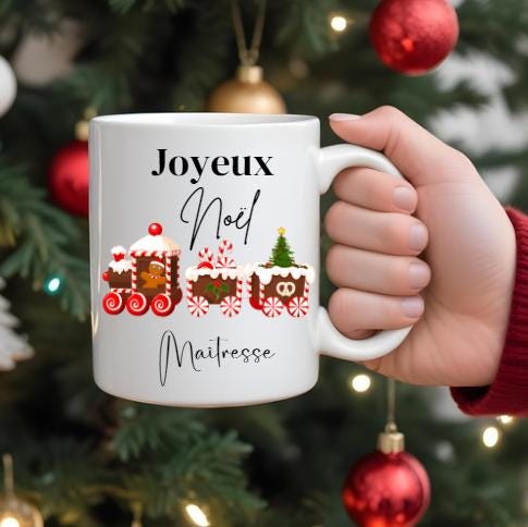 Mug cadeaux Noël maîtresse l cadeaux nounou l cadeau maître l fête fin d'année scolaire