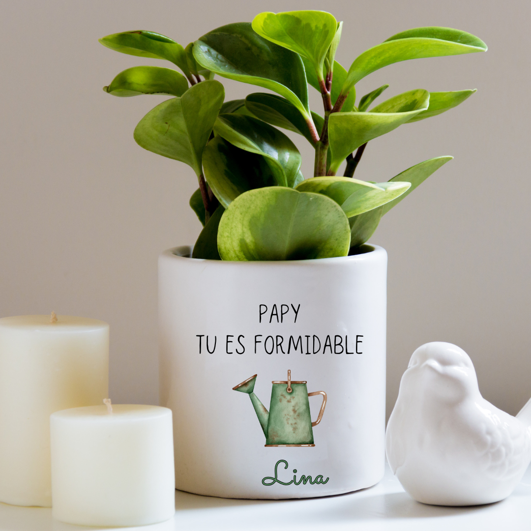 Vase personnalisé pour grand-père avec prénom de petit-enfant.
