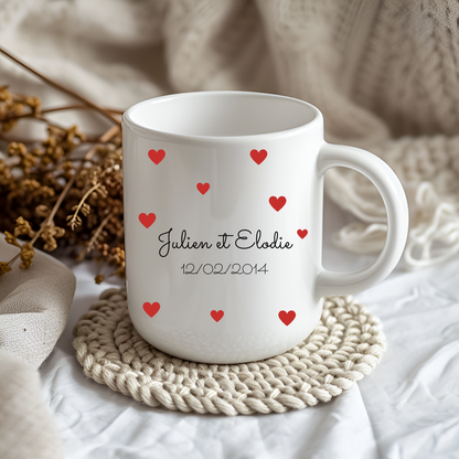 mug personnalisé avec la date et les prénoms du couple