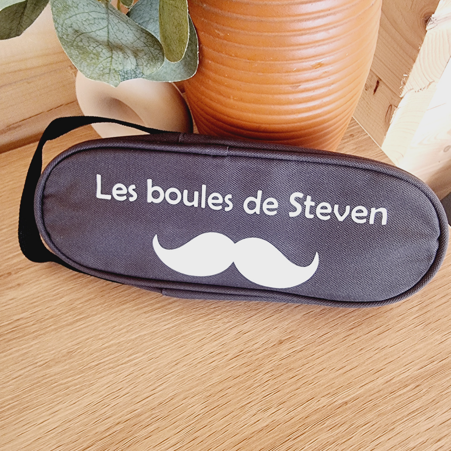  Sac à pétanque personnalisé "Les Boules de..." pour triplette avec personnalisation texte.