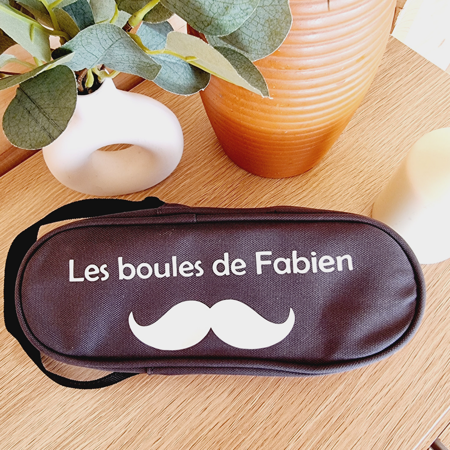  Sac à pétanque personnalisé "Les Boules de..." pour triplette avec personnalisation texte.